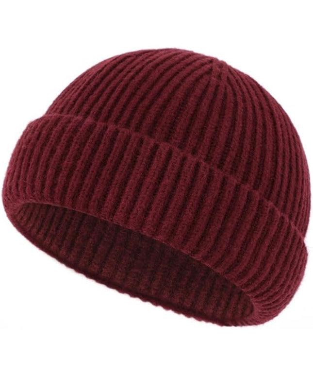 Stylish Wool Knit Short Cuff Fisherman Beanie for Men and Women Unisex Warm Winter Hat