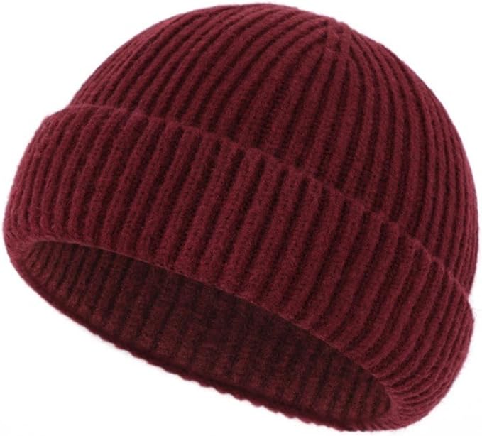 Stylish Wool Knit Short Cuff Fisherman Beanie for Men and Women Unisex Warm Winter Hat