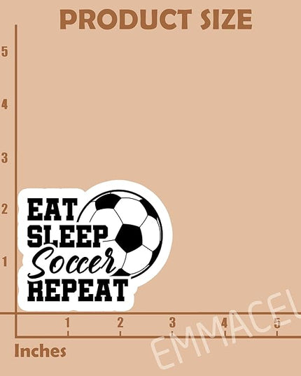 (3PCS) Soccer Stickers - Eat Sleep Soccer Repeat – Waterproof Vinyl Decal for Books, Laptops, Phones, Tumblers, Water Bottles - Sport Stickers for Soccer Players, Teams,Fans - 3" x 2.5"