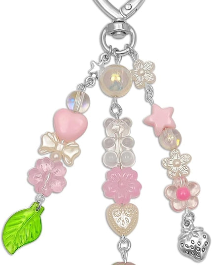 Keychain Bag Accessories Cute Cherry Strawberry Flower Keychains Accessories Decor for Keys Bags Purses Gift