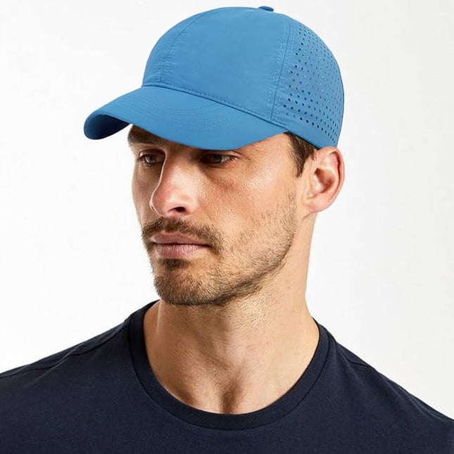 Xinveen Quick Dry Baseball Cap Curved Brim Snapback Hat Laser Cut Mesh Ball Cap Golf Ball Cap for Men Women