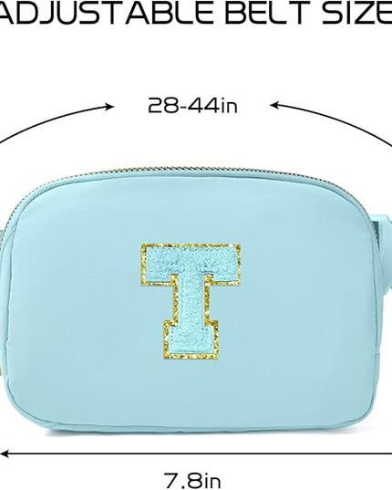 Gitus Gifts for 8 9 10 11 12 Year Old Girls Belt Bag Fanny Pack Crossbody Bags with Initial Letter Patch Cute Stuff Birthday Gifts for Teen Girls Women Personalized Trend Stuff (Icing Blue-T)