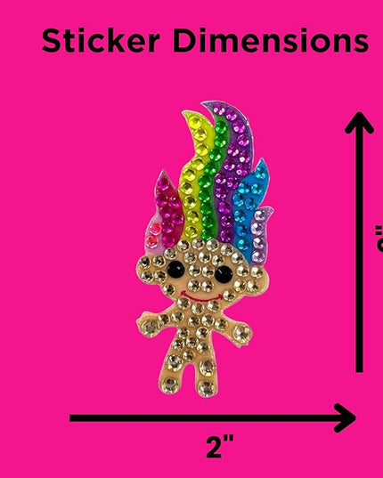 StickerBeans® Rhinestone Stickers - Retro Set 4-Pack, 2” x 2” Each, Unique Sparkly Cut-to-Shape for Collecting, Trading, Decorating Laptops, Phone Cases, Scrapbooks, for Kids, Teens, & Adults
