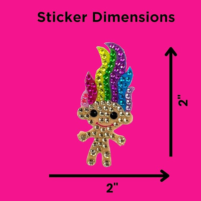 StickerBeans® Rhinestone Stickers - Retro Set 4-Pack, 2” x 2” Each, Unique Sparkly Cut-to-Shape for Collecting, Trading, Decorating Laptops, Phone Cases, Scrapbooks, for Kids, Teens, & Adults