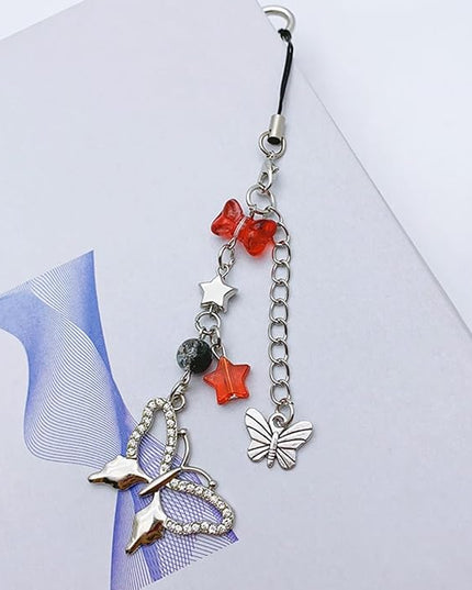 1-4PCS Cute Phone Charms Aesthetic Y2K Cell Phone Charms Strap Strawberry Butterfly Star PhoneCharm Y2K Accessories for Bag Keychain Airpods Camera Pendants Decor