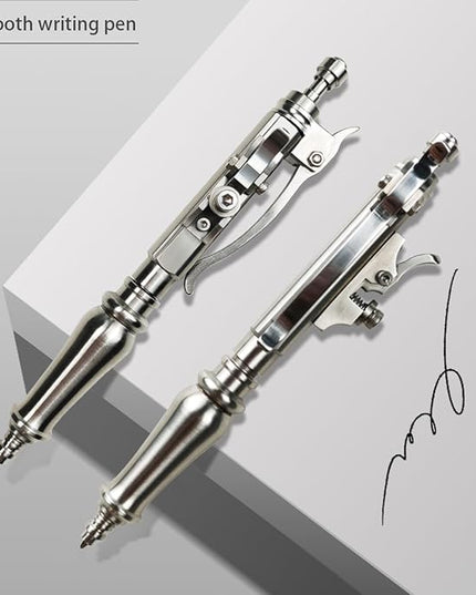 Dr. Metalleung Heavy Duty Pocket Bolt Action Pen – Retractable Stainless Steel Ballpoint Pen Clip, Refillable Ink Cartridge, Perfect for Smooth Office Writing, Everyday Carry (EDC), and Gifts