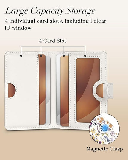 Shorogyt for Magnetic Phone Wallet Compatible with Magsafe Card Holder -Cute Luxury Slim Leather Mag Wallets for Women Fit 4 Cards,for iPhone 17/16/15/14/13/12 Series for Apple RFID Magnet, Floral