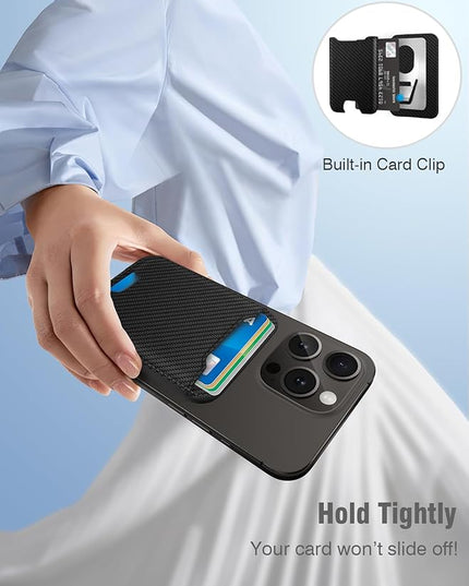 TopMade for Magsafe Wallet, Strongest Magnetic Card Holder for iPhone 17, iPhone 16/15/14/13/12 Series, Leather Magnetic Phone Wallet with Powerful Magnets, RFID Blocking, Fit 4 Cards, Carbon Fiber