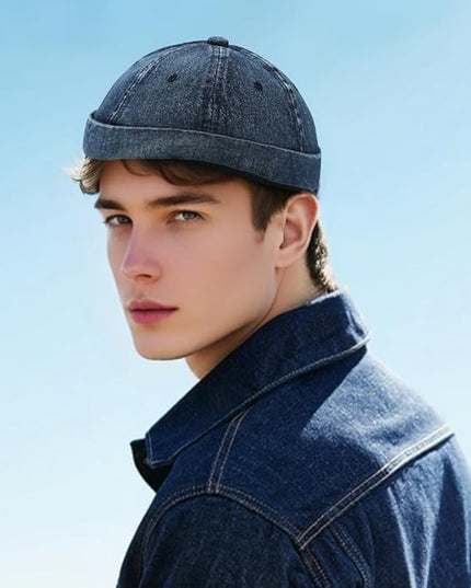Brimless Hat for Men Women Docker Cap Vintage Sailor Beanie Cap