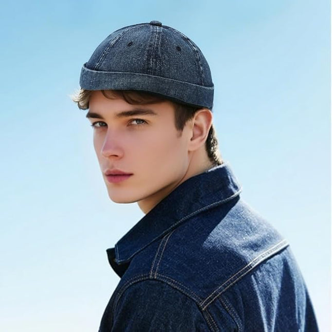 Brimless Hat for Men Women Docker Cap Vintage Sailor Beanie Cap