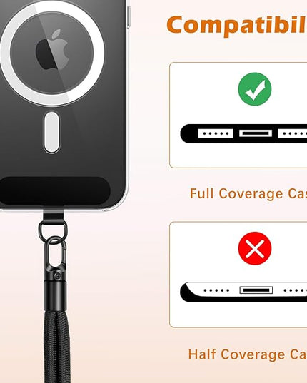 MoKo 2 Pack Phone Wrist Strap Anti-theft, Adjustable Hand Wrist Phone Lanyard with 360° Rotating Hook and Tether Tabs, Cellphone Wristlet Strap for iPhone, Most Smartphones, Orange & Black
