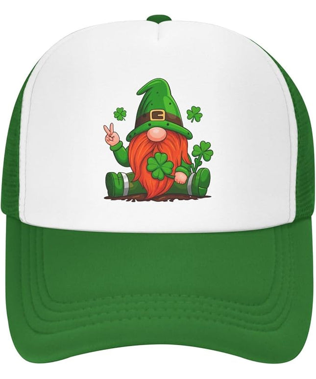 St Patricks Day Lucky Shamrock Hat, Green Clover Baseball Cap for Men Women,Fashion Adjustable Mesh Trucker Hat