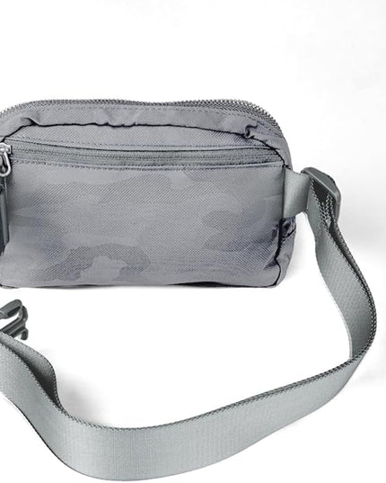 C.C Belt Bag for Women – Quilted Fanny Pack Crossbody Waist Bag with Adjustable Strap, Fashion Gift Idea (Camo grey)