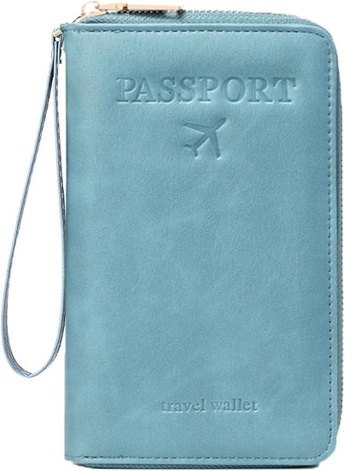 Passport Holder for Travel Women and Men RFID Passport Holder with Card Slots Holder Passport Case Passport cover Passport Wallet Travel Essentials and Accessories (Zipper, Blue Zipper)