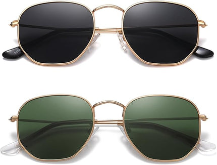 MEETSUN Polarized Hexagon Sunglasses for Women Men Polygon Square Sun Glasses UV400 Protection Metal Frame
