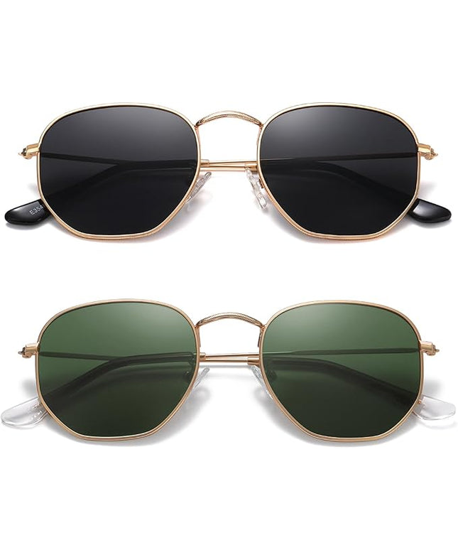 MEETSUN Polarized Hexagon Sunglasses for Women Men Polygon Square Sun Glasses UV400 Protection Metal Frame