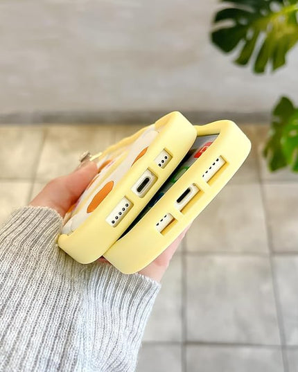 Case Compatible with iPhone 13,Cute 3D Kawaii Funny Scarf Duck Cartoon Cover with Keychain Soft Silicone Gel Drop Protector Women Girls