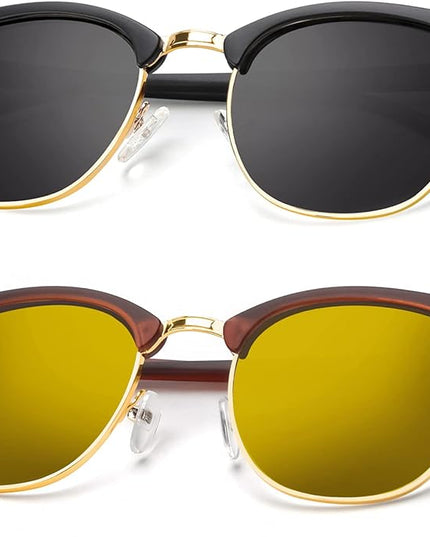 KALIYADI Polarized Sunglasses for Men and Women Semi-Rimless Frame Driving Sun glasses UV Blocking