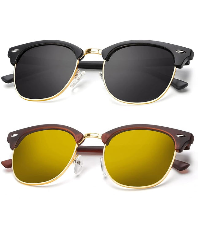 KALIYADI Polarized Sunglasses for Men and Women Semi-Rimless Frame Driving Sun glasses UV Blocking