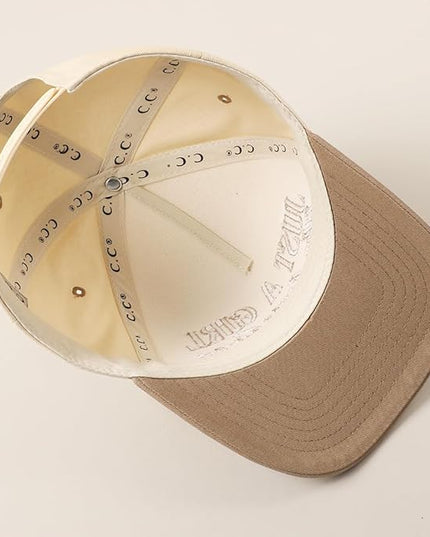 MIRMARU Two-Tone Vintage Canvas Trucker Hats for Men & Women, Adjustable Size Baseball Caps with Trendy Embroidered Design
