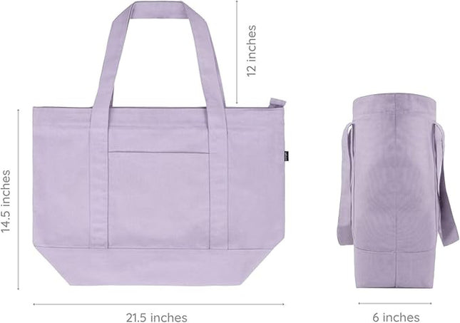 Eco Right Canvas Tote Bag for Women with Zip & Inner Pocket, 100% Organic Cotton Tote Bags for Men, Shopping, Beach