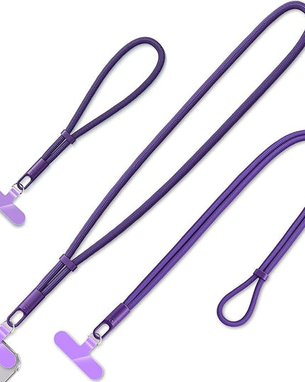 3 Pack Phone Lanyard,1×Phone crossbody strap,1×Phone Neck Strap,1×Wrist Strap,3×Tether Tabs,Universal Cell Phone Multifuctional Patch Polyester Lanyards(Purple)