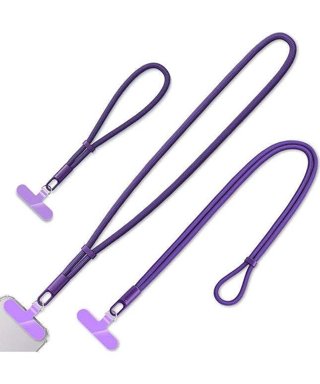 3 Pack Phone Lanyard,1×Phone crossbody strap,1×Phone Neck Strap,1×Wrist Strap,3×Tether Tabs,Universal Cell Phone Multifuctional Patch Polyester Lanyards(Purple)