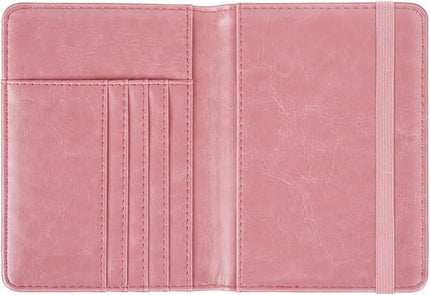 Passport Holder Cover Travel RFID Blocking Passport Cover Rose Gold Cute Flowers Passport Wallet with Elastic Band for Women