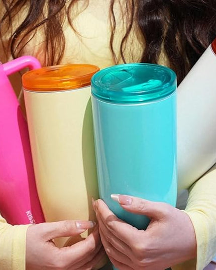 KISSKIND 40 oz Lumispin Tumbler with Handle and Hidden Straw, 100% Leak Proof Water Cup with Handle, Insulated Water Bottle for Travel, Mom, Nurse, Teacher, Student, Frosted Mint