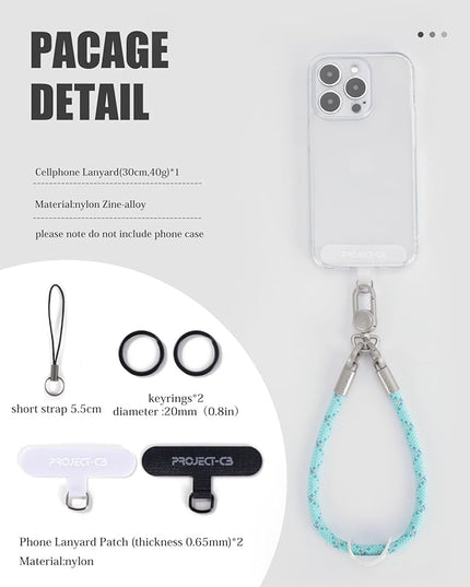 project-cb Phone Wrist Strap 1,Tether Tab 2,Phone Wristlet,Lanyard Wrist Strap,Key Holder,KeyChain,KeyRing×2(FoggyBlack-S)