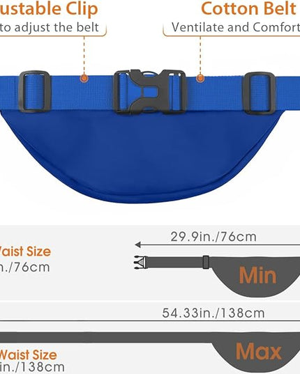 Large Fanny Pack for Women Men - Syican Waist bag with 3-Zipper Pockets, Gifts for Enjoy Sports Traveling Workout Casual Hands-Free crossbody bags Fits MAX 7.9'' iPad & 6.6'' Phone