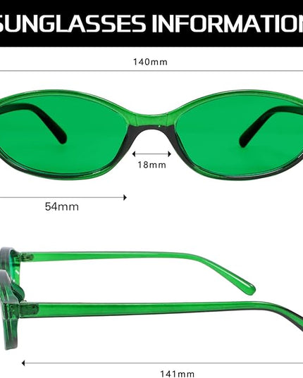 Retro Oval Sunglasses for Women Chic Cat Eye 90s Sunnies Lightweight Narrow Shades Trendy UV protection Sun Glasses