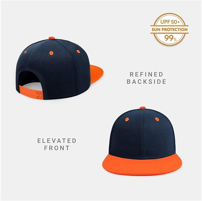 CHOK.LIDS Flat Bill Visor Classic Snapback Hat Blank Adjustable Brim High Top End Trendy Color Style Plain Tone Baseball Cap