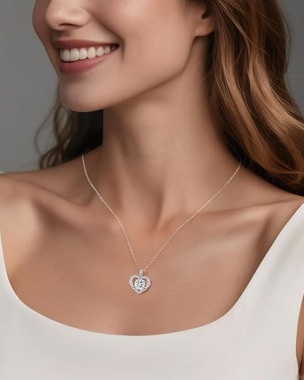 OOBEE Moissanite Heart Necklace for Women 925 Sterling Silver Fine Jewelry, Ideal Birthday Anniversary Christmas Gift for Women Wife Mom Girlfriend