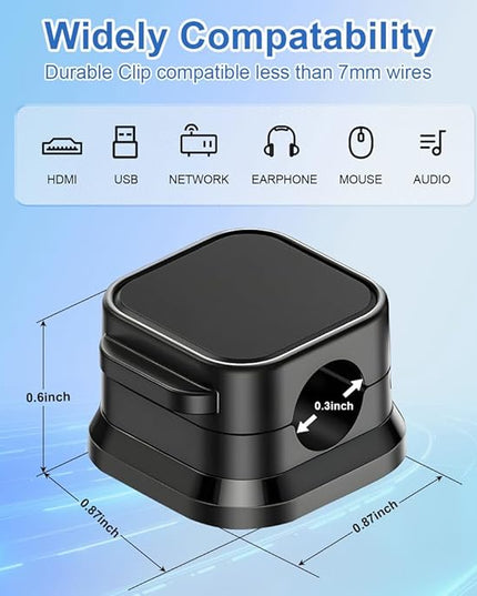 18 Pack Cord Organizer Holder,Magnetic Cable Clips Management, Easy Adhesive Phone USB Charger Cord Keeper, Hide Or Organize Desk Cable for Kitchen, Office, Car, Nightstand （Black）