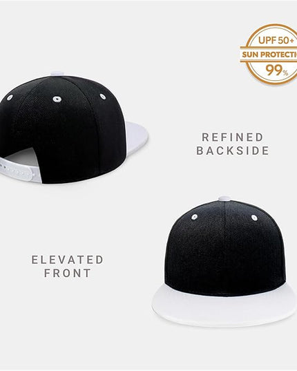 CHOK.LIDS Flat Bill Visor Classic Snapback Hat Blank Adjustable Brim High Top End Trendy Color Style Plain Tone Baseball Cap