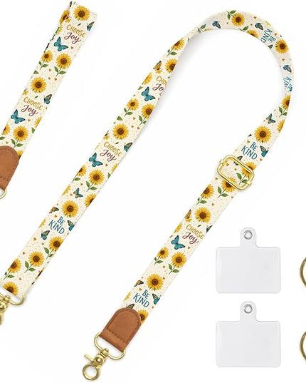 Phone Lanyard Wrist Crossbody Strap, Adjustable Sunflower Cell Phone Lanyard for Phones, Car Keys, Wallet and ID Card – Universal Hands-Free Set