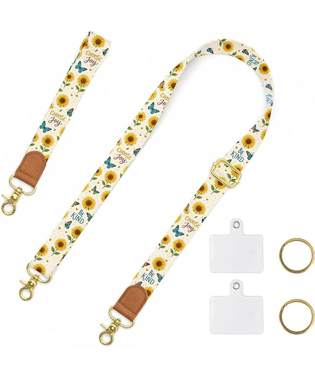 Phone Lanyard Wrist Crossbody Strap, Adjustable Sunflower Cell Phone Lanyard for Phones, Car Keys, Wallet and ID Card – Universal Hands-Free Set
