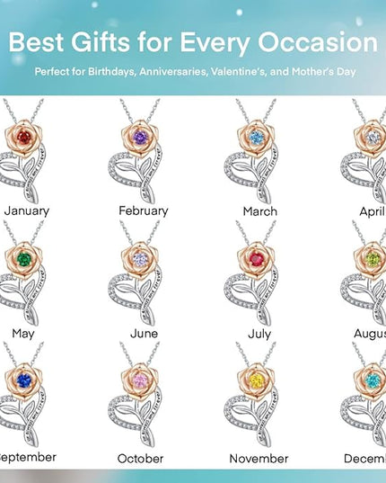 LAVALE Heart Birthstone Necklace for Women, Ideal Anniversary Birthday Gifts for Women Wife Girlfriend Her, Amazing Valentine's day Gift for Mom Women