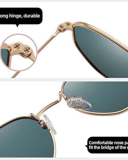 MEETSUN Polarized Hexagon Sunglasses for Women Men Polygon Square Sun Glasses UV400 Protection Metal Frame