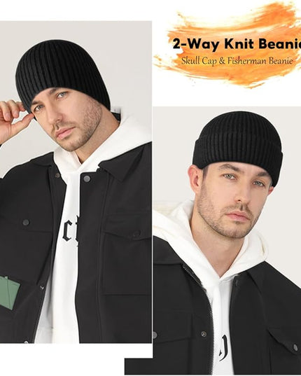 Heniho Winter Wool Beanies for Men Women, Warm Plain Toboggan Hats Ski Running Knit Skull Cap