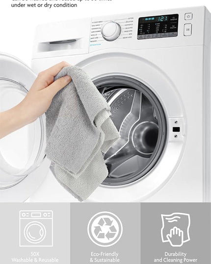 Fantasticlean Microfiber Cleaning Cloth Roll -75 Pack, Tear Away Microfiber Towels, 12" x 12", Reusable, Washable, Scratch Free, Ultra Absorbent Dishcloth for All-Around Cleaning Supplies (Cool Grey)