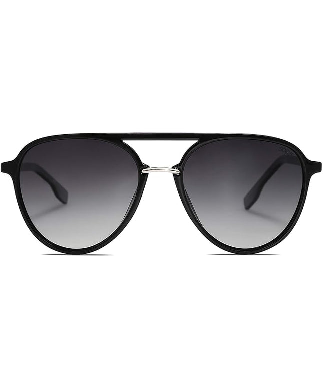SOJOS Retro Aviator Polarized Sunglasses for Women Men Double Bridge Ladies Shades