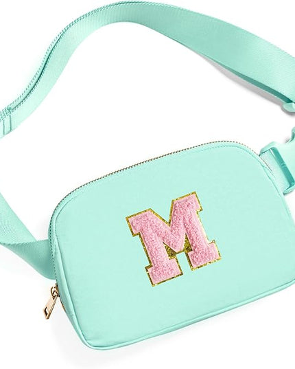 Gitus Belt Bag Fanny Pack Crossbody Bags with Initial Letter Patch Cute Stuff Birthday Gifts for Teenager Girls Trendy Preppy Stuff for Teen Girls Cool Stuff for Teens (Mint Green-M)