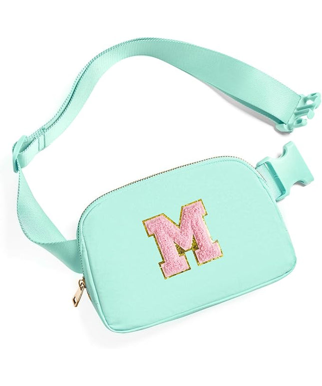 Gitus Belt Bag Fanny Pack Crossbody Bags with Initial Letter Patch Cute Stuff Birthday Gifts for Teenager Girls Trendy Preppy Stuff for Teen Girls Cool Stuff for Teens (Mint Green-M)