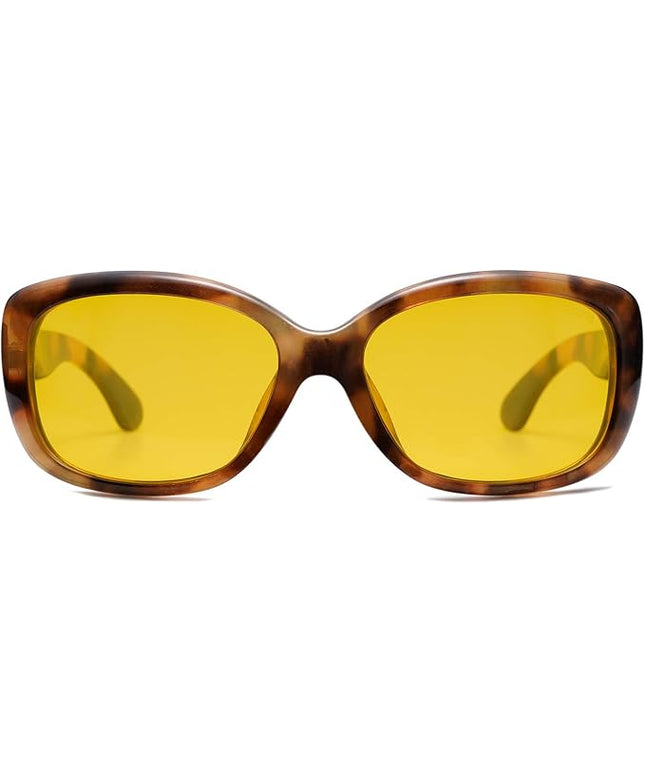 SOJOS Vintage Square Sunglasses for Women Polarized UV Protection Havana Frame SJ2111