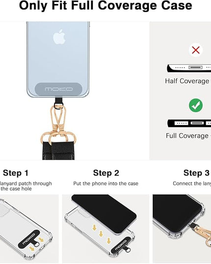 MoKo Universal Phone Lanyard, Braided Adjustable Cell Phone Crossbody Strap Detachable Women & Men Cellphone Lanyards Around The Neck with Patches for iPhone, Most Smartphones, Khaki