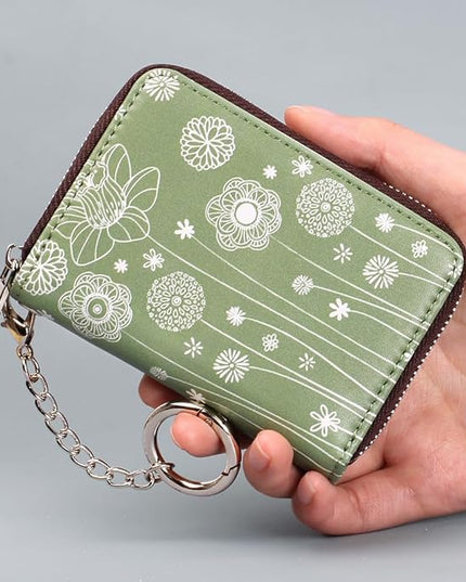 FurArt Zipper Wallet Women, RFID Blocking Credit Card Wallet, Business Card Holder, Compact Size KeyChain Wallet