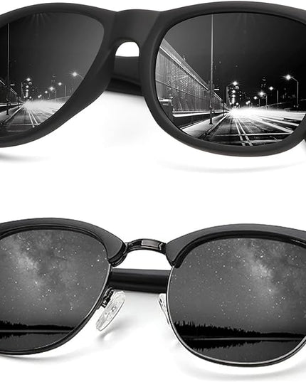 KALIYADI Sunglasses Men Polarized Sunglasses for Men Women Unisex Semi-Rimless Frame Retro Driving Sun Glasses UV Blocking
