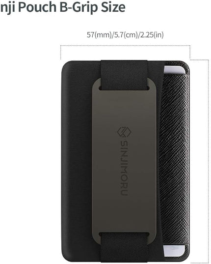 Sinjimoru Phone Grip Card Holder with Phone Stand, Secure Stick on Wallet for iPhone with Kicktand for Table. Sinji Pouch B-Grip Silicone Olive Grey